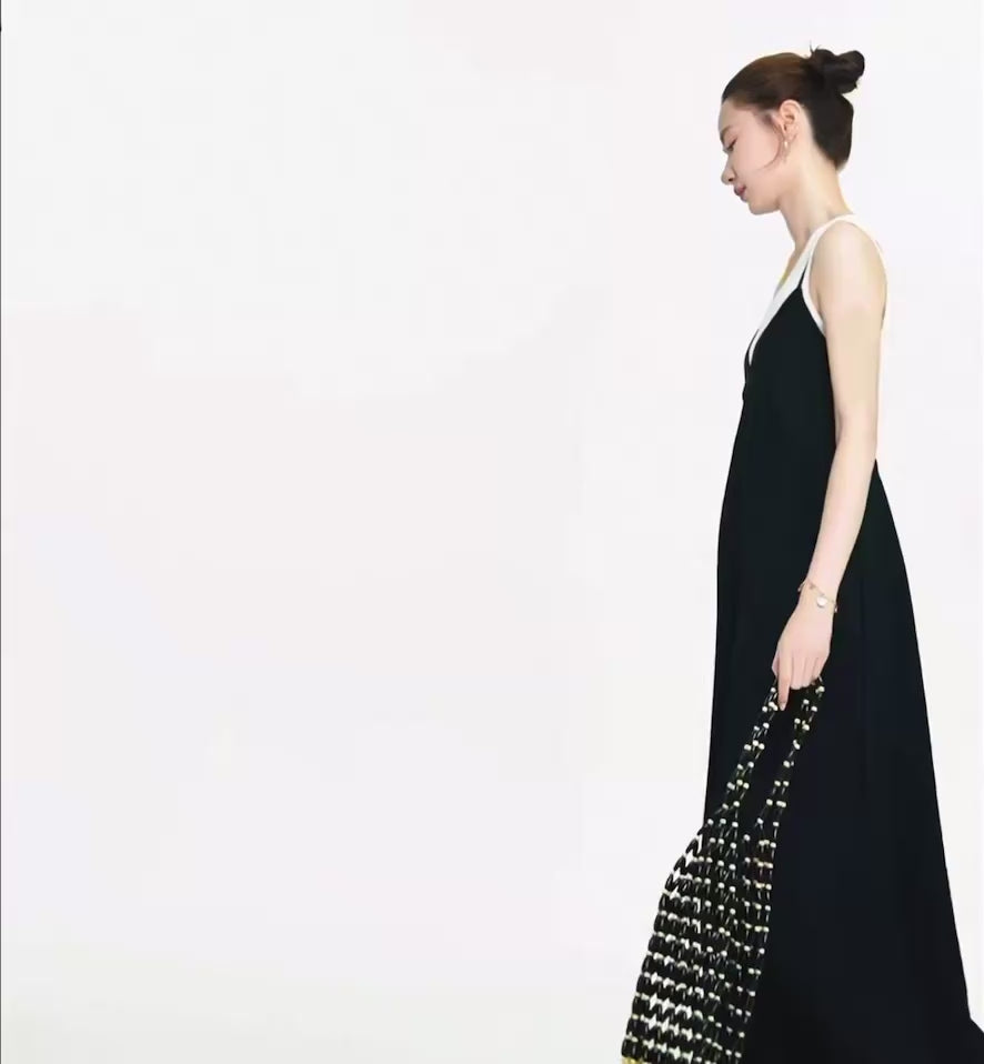 2 Piece Tank + Drop Back Pocket Maxi Dress Set in Black