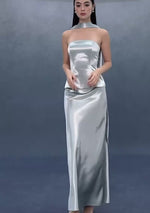 Load and play video in Gallery viewer, Satin Halter Bustier Top// Maxi Skirt [2 Colours]
