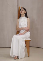 Load and play video in Gallery viewer, High Neck Gathered Gown in White
