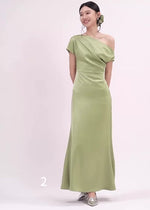 Load and play video in Gallery viewer, Ruffle Slit Maxi Gown in Green
