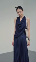 Load and play video in Gallery viewer, Drape Top // Trousers Set in Navy
