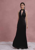 Load and play video in Gallery viewer, Drop Back Cutout Gown in Black
