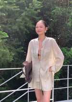 Load and play video in Gallery viewer, Tencel Blend Shirt // Shorts Set in Beige
