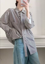 Load and play video in Gallery viewer, Oversized Striped Pocket Shirt in Black/White
