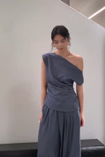 Load and play video in Gallery viewer, Toga Top // Wide Leg Pants in Crystal Blue
