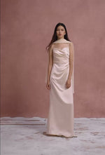 Load and play video in Gallery viewer, [Custom Made] Satin Drape Gathered Gown + Sash Gown in Champagne

