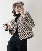 Load image into Gallery viewer, Lugo Houndstooth  Boxy Pocket Jacket in Black/Cream
