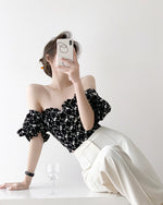 Load image into Gallery viewer, 2-Way Embroidered Floral Puff Sleeve Blouse
