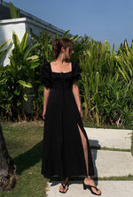 Load image into Gallery viewer, Cutout Back Puff Sleeve Maxi Dress in Black
