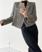 Load image into Gallery viewer, Oviedo Boxy Cropped Button Jacket in Grey
