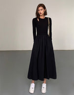 Load image into Gallery viewer, Long Sleeve Cutout Pocket Dress in Black
