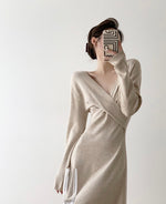 Load image into Gallery viewer, Bahia Crossover Knit Dress in Oatmeal
