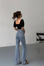 Load image into Gallery viewer, High Rise Side Split Hem Jeans in Blue
