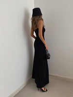 Load image into Gallery viewer, U Neck Cami Flare Maxi Dress- Black
