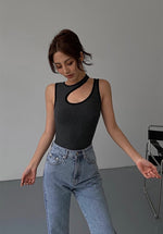 Load image into Gallery viewer, Contrast Cutout Tank Top in Grey
