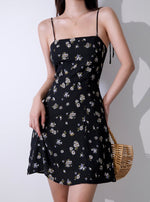 Load image into Gallery viewer, Laurel Floral Tie Strap Mini Dress in Black
