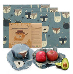 Load image into Gallery viewer, Set of 3 Organic Cotton Beeswax Wraps + String Tie - Rockin Raccoons
