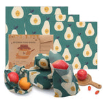 Load image into Gallery viewer, Set of 3 Organic Cotton Beeswax Wraps + String Tie - Pairs of Pears
