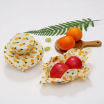 Load image into Gallery viewer, Set of 3 Organic Cotton Beeswax Wraps + String Tie - Poppin Pineapples
