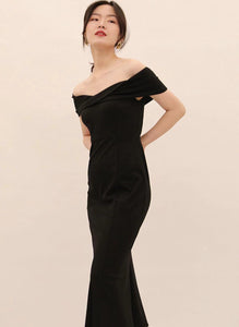 Leighton Off Shoulder Dress- Black