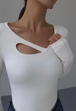Load image into Gallery viewer, Disc Cutout Long Sleeve Top in White
