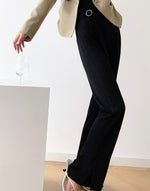 Load image into Gallery viewer, Seville Flare Leg Buckle Tailored Trousers in Black
