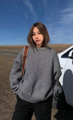 Load image into Gallery viewer, Classic Oversized Knit Sweater in Grey

