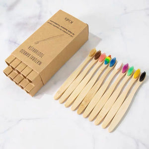 Eco-friendly Kids Bamboo Toothbrushes - Set of 10