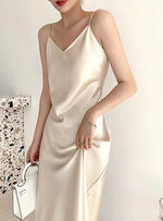 Load image into Gallery viewer, Lumina Midi Camisole Slip Dress in Champagne
