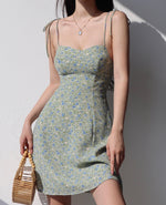 Load image into Gallery viewer, Misty Floral Cami Tie Strap Mini Dress in Green
