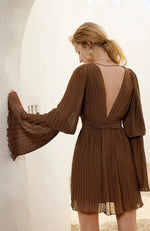 Load image into Gallery viewer, Esmi Pleated Dress- Cinnamon
