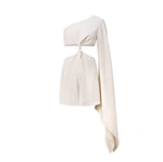 Load image into Gallery viewer, Miucca Cutout Toga Dress- Snow
