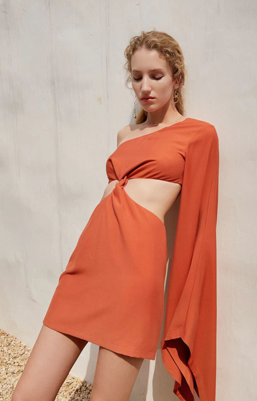 Miucca Cutout Toga Dress- Tangerine