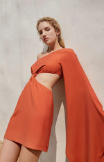 Load image into Gallery viewer, Miucca Cutout Toga Dress- Tangerine
