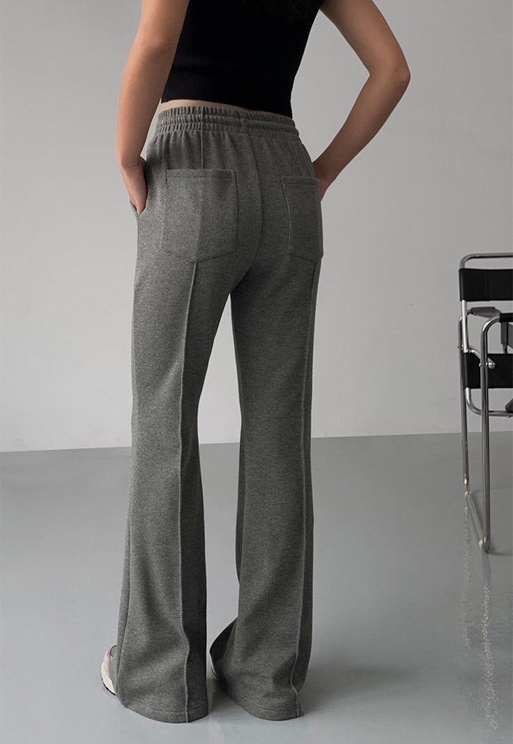 Flare Leg Line Thick Jogger Pants in Grey