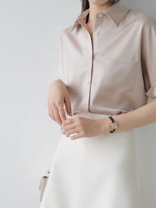 Classic Pocket Short Sleeve Buttery Shirt in Champagne