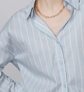 Oversized Striped Shirt in Light Blue