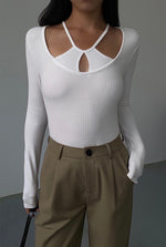 Load image into Gallery viewer, Sonic Warrior Cutout Halter Long Top in White
