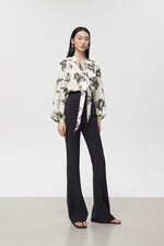 Load image into Gallery viewer, Rose Printed Tie Blouse in Cream
