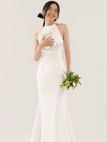 Load image into Gallery viewer, Avae Oversized Rose Halter Maxi Dress in White
