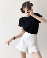 Load image into Gallery viewer, Tailored High Waist Flare Shorts - White
