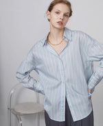 Load image into Gallery viewer, Oversized Striped Shirt in Light Blue
