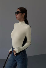 Load image into Gallery viewer, Duo Tone Back To Front High Neck Top in Cream/Black
