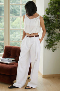 Twist Strap Cropped Top in White