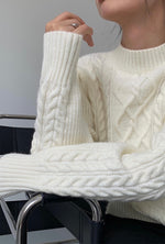 Load image into Gallery viewer, Cable Knit Winter Sweater in Cream
