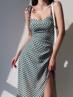 Load image into Gallery viewer, Geometric Printed Tie Strap Wrap Slit Dress
