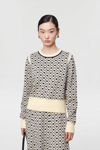 Knitted Geometric Sweater in Print