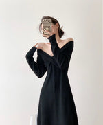 Load image into Gallery viewer, Bahia Crossover Knit Dress in Black
