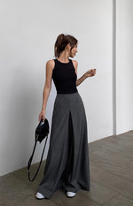 Load image into Gallery viewer, Wide Flare Leg Culotte Trousers in Grey
