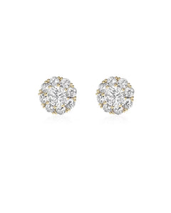 Gold Diamante Cluster Round Earrings